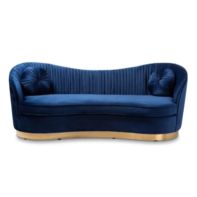 Nevena Velvet Sofa Blue - Baxton Studio 8 Nevena Velvet Sofa Blue - Baxton Studio - Image 8