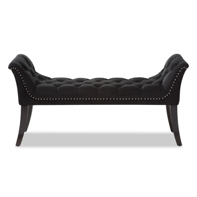 Chandelle Luxe And Contemporary Velvet Upholstered Bench Black - Baxton Studio 1 Chandelle Luxe And Contemporary Velvet Upholstered Bench Black - Baxton Studio
