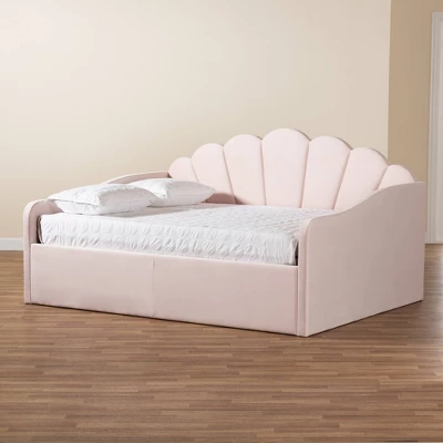 Queen Timila Velvet Fabric Upholstered Daybed Light Pink - Baxton Studio 7 Queen Timila Velvet Fabric Upholstered Daybed Light Pink - Baxton Studio - Image 7