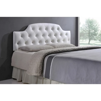 Queen Morris Modern And Contemporary Faux Leather Upholstered Button-Tufted Scalloped Headboard White - Baxton Studio 1 Queen Morris Modern And Contemporary Faux Leather Upholstered Button-Tufted Scalloped Headboard White - Baxton Studio