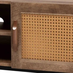 Veanna Bohemian Natural Wood And Metal 2 Door Synthetic Rattan TV Stand For TVs Up To 40" Brown/Black - Baxton Studio 12 Veanna Bohemian Natural Wood And Metal 2 Door Synthetic Rattan TV Stand For TVs Up To 40" Brown/Black - Baxton Studio -Baxton Studio GUEST 95120bf1 3c41 48cd 8540 f92799ebc80a