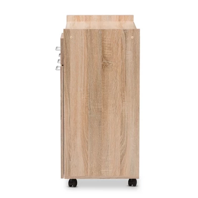 Charmain Modern And Contemporary Light Oak And Finish Kitchen Cabinet White/Brown - Baxton Studio 3 Charmain Modern And Contemporary Light Oak And Finish Kitchen Cabinet White/Brown - Baxton Studio - Image 3