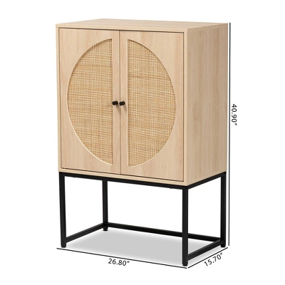 Ardon Bohemian Wood And Metal 2 Door Storage Cabinet With Rattan Light Brown/Black - Baxton Studio 10 Ardon Bohemian Wood And Metal 2 Door Storage Cabinet With Rattan Light Brown/Black - Baxton Studio - Image 10
