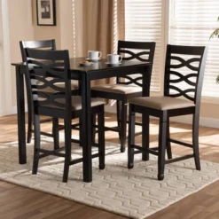 Lanier Wood Pub Counter Height Dining Set Espresso - Baxton Studio