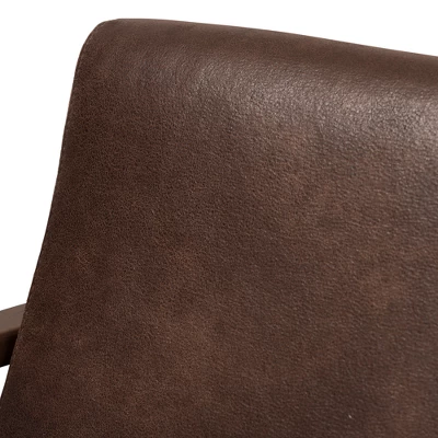 Bianca Mid Century Modern Walnut Wood Distressed Faux Leather Lounge Chair Dark Brown - Baxton Studio 4 Bianca Mid Century Modern Walnut Wood Distressed Faux Leather Lounge Chair Dark Brown - Baxton Studio - Image 4