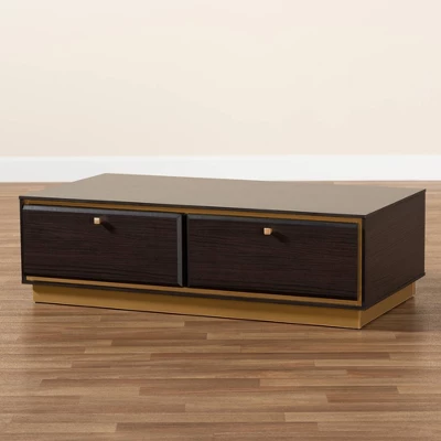 Cormac Wood And Metal 2 Drawer Coffee Table - Baxton Studio 9 Cormac Wood And Metal 2 Drawer Coffee Table - Baxton Studio - Image 9