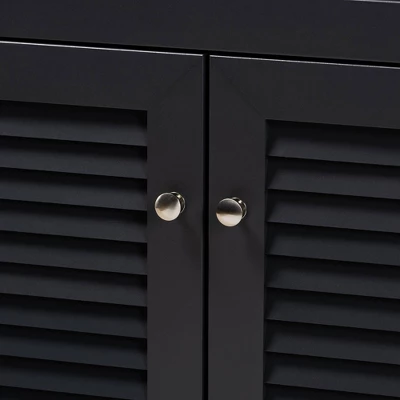 Shelf Wood Shoe Storage Cabinet With Drawer Coolidge Finished Dark Gray - Baxton Studio 4 Shelf Wood Shoe Storage Cabinet With Drawer Coolidge Finished Dark Gray - Baxton Studio - Image 4