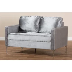 Baxton Studio Clara Velvet Fabric Upholstered 2 Seater Loveseat Gray - BaxtonStudio 12 Baxton Studio Clara Velvet Fabric Upholstered 2 Seater Loveseat Gray - BaxtonStudio -Baxton Studio GUEST 981103ea 6f6c 410d 8970 3b0e9fcabfc2