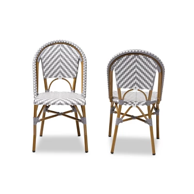Set Of 2 Celie Indoor And Outdoor Stackable Bistro Dining Chairs - Baxton Studio 1 Set Of 2 Celie Indoor And Outdoor Stackable Bistro Dining Chairs - Baxton Studio
