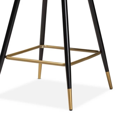 2pc Preston Two-Tone And Metal Bar Stool Set - Baxton Studio 4 2pc Preston Two-Tone And Metal Bar Stool Set - Baxton Studio - Image 4