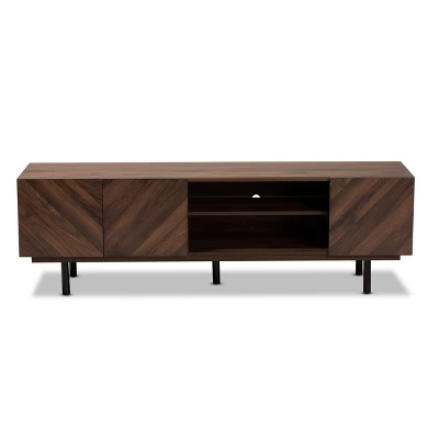 Berit Wood TV Stand For TVs Up To 70" Walnut - Baxton Studio 2 Berit Wood TV Stand For TVs Up To 70" Walnut - Baxton Studio - Image 2