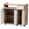 Charmain Modern And Contemporary Light Oak And Finish Kitchen Cabinet White/Brown - Baxton Studio