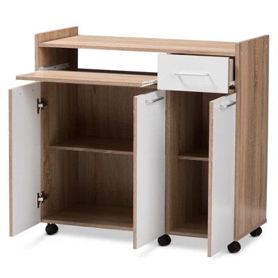 Charmain Modern And Contemporary Light Oak And Finish Kitchen Cabinet White/Brown - Baxton Studio 1 Charmain Modern And Contemporary Light Oak And Finish Kitchen Cabinet White/Brown - Baxton Studio