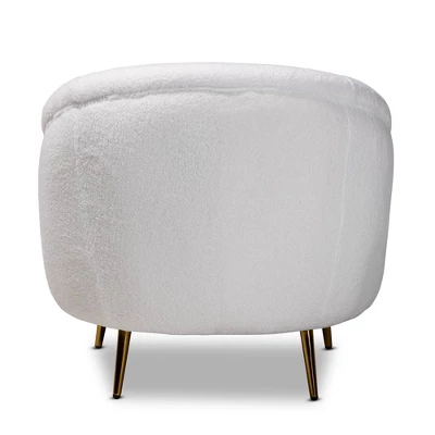Urian Boucle Upholstered Accent Chair White/Gold - Baxton Studio 3 Urian Boucle Upholstered Accent Chair White/Gold - Baxton Studio - Image 3