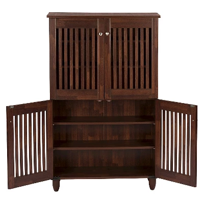 Fernanda Modern And Contemporary 4-Door Wooden Entryway Shoes Storage Tall Cabinet - Oak Brown - Baxton Studio 4 Fernanda Modern And Contemporary 4-Door Wooden Entryway Shoes Storage Tall Cabinet - Oak Brown - Baxton Studio - Image 4