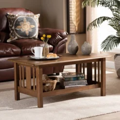 Rylie Rectangular Wood Coffee Table Brown - Baxton Studio: Mission Style, Lower Shelf Storage 10 Rylie Rectangular Wood Coffee Table Brown - Baxton Studio: Mission Style, Lower Shelf Storage -Baxton Studio GUEST 9a4f4960 bfb4 43ae b13d c6c016ffaf4c