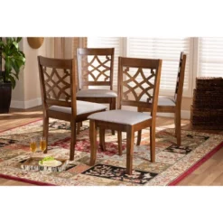 Set Of 4 Mael Fabric Upholstered Wood Dining Chairs Gray/Walnut - Baxton Studio -Baxton Studio GUEST 9a9381fe d5ac 4f58 9f1e fb9aa1437fa9