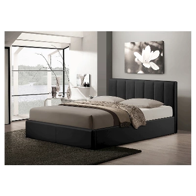 Queen Templemore Black Leather Contemporary Bed - Baxton Studio 5 Queen Templemore Black Leather Contemporary Bed - Baxton Studio - Image 5