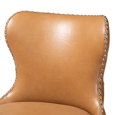 2pc Gradisca Faux Leather And Wood Swivel Counter Stool Set Tan/Walnut Brown - Baxton Studio 2 2pc Gradisca Faux Leather And Wood Swivel Counter Stool Set Tan/Walnut Brown - Baxton Studio - Image 2