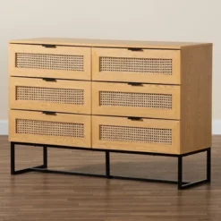 Sawyer Wood And Metal 6 Drawer Storage Cabinet With Natural Rattan Oak Brown/Black - Baxton Studio 15 Sawyer Wood And Metal 6 Drawer Storage Cabinet With Natural Rattan Oak Brown/Black - Baxton Studio -Baxton Studio GUEST 9b59298c 5d6f 4a02 b799 7589b5f4e41a