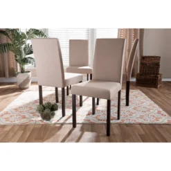 Set Of 4 Andrew Contemporary Espresso Wood Finish Fabric Dining Chairs Beige - Baxton Studio -Baxton Studio GUEST 9b6028db 0ea8 4532 929c 88f250ae16a5