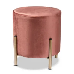 Thurman Velvet Metal Ottoman - Baxton Studio -Baxton Studio GUEST 9b613c27 ea4b 4174 98db 5102e83e07e3