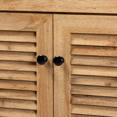 Coolidge Wood 5 Shelf Storage Cabinet Oak Brown - Baxton Studio 4 Coolidge Wood 5 Shelf Storage Cabinet Oak Brown - Baxton Studio - Image 4