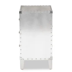 Claude Metal 3 Drawer Nightstand Silver - Baxton Studio: Vintage-Inspired, Rivet Detail, Fully Assembled -Baxton Studio GUEST 9ba91113 b7df 493b 9b19 b75a2af2598a