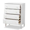 4 Drawer Naomi Wood Bedroom Chest White/Gold - Baxton Studio