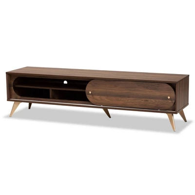 Dena Wood And Gold TV Stand For TVs Up To 60" Walnut - Baxton Studio 1 Dena Wood And Gold TV Stand For TVs Up To 60" Walnut - Baxton Studio