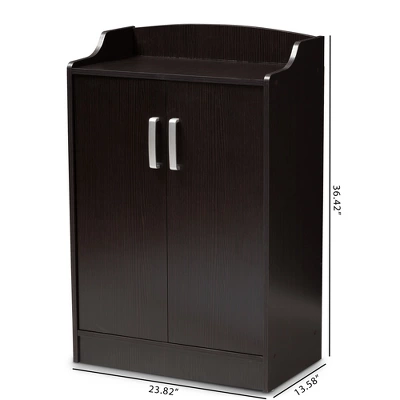 Verdell Modern And Contemporary Finished Shoe Cabinet Dark Brown - Baxton Studio 9 Verdell Modern And Contemporary Finished Shoe Cabinet Dark Brown - Baxton Studio - Image 9