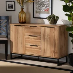 Reid Wood & Metal 3 Drawer Sideboard Buffet Oak/Black - Baxton Studio 14 Reid Wood & Metal 3 Drawer Sideboard Buffet Oak/Black - Baxton Studio -Baxton Studio GUEST 9ce34f74 b95d 4b6f a930 0e91cdb67b96