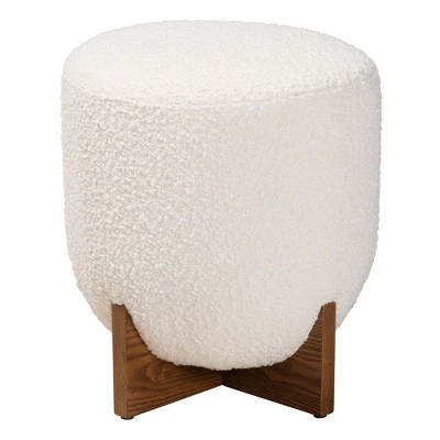 Fisk Fabric And Wood Ottoman Footstool Cream/Walnut Brown - Baxton Studio: Plywood & Polyester, No Assembly Required 2 Fisk Fabric And Wood Ottoman Footstool Cream/Walnut Brown - Baxton Studio: Plywood & Polyester, No Assembly Required - Image 2