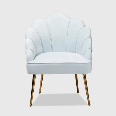 Cinzia Velvet Upholstered Seashell Shaped Accent Chair - Baxton Studio 1 Cinzia Velvet Upholstered Seashell Shaped Accent Chair - Baxton Studio