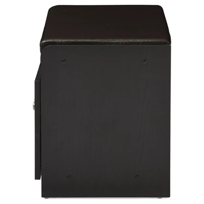 Margaret Modern And Contemporary Wood 2 - Door Shoe Cabinet With Faux Leather Seating Bench - Dark Brown - Baxton Studio 2 Margaret Modern And Contemporary Wood 2 - Door Shoe Cabinet With Faux Leather Seating Bench - Dark Brown - Baxton Studio - Image 2