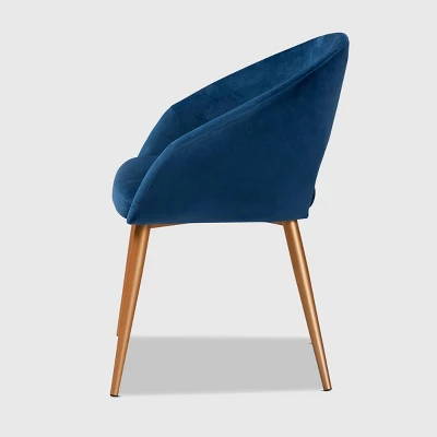 Vianne Velvet Upholstered Metal Dining Chair Navy Blue/Gold - Baxton Studio 2 Vianne Velvet Upholstered Metal Dining Chair Navy Blue/Gold - Baxton Studio - Image 2