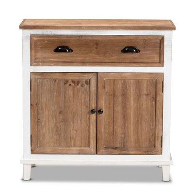 Glynn Wood 2 Door Storage Cabinet White/Brown - Baxton Studio 2 Glynn Wood 2 Door Storage Cabinet White/Brown - Baxton Studio - Image 2