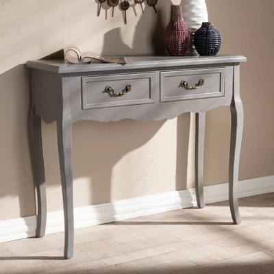 Capucine Finished Wood 2 Drawer Console Table Gray - Baxton Studio 3 Capucine Finished Wood 2 Drawer Console Table Gray - Baxton Studio - Image 3