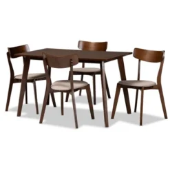 5pc Nori Upholstered Wood Dining Set - Baxton Studio -Baxton Studio GUEST 9ef62932 d252 4189 89d5 ab52e99d2f76