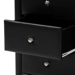 Tessa Faux Leather Upholstered 3 Drawer Nightstand Black - Baxton Studio -Baxton Studio GUEST 9f46601e 819f 478a a594 00251b269c59