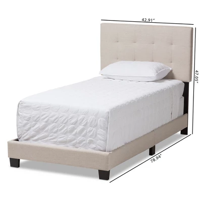 Twin Brookfield Modern And Contemporary Fabric Upholstered Bed Beige - Baxton Studio 7 Twin Brookfield Modern And Contemporary Fabric Upholstered Bed Beige - Baxton Studio - Image 7