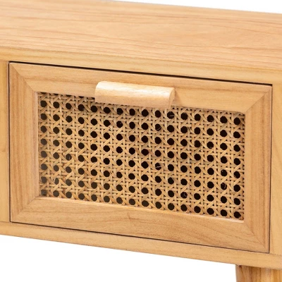 Falan Wood With Rattan 2 Drawer Console Table Oak Brown - Baxton Studio 6 Falan Wood With Rattan 2 Drawer Console Table Oak Brown - Baxton Studio - Image 6