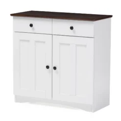 Lauren TwoTone And Buffet Kitchen Cabinet With Two Doors And Two Drawers White/Dark Brown - Baxton Studio 7 Lauren TwoTone And Buffet Kitchen Cabinet With Two Doors And Two Drawers White/Dark Brown - Baxton Studio -Baxton Studio GUEST a14b2120 62aa 4961 a320 78588775310b
