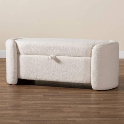 Oakes Boucle Upholstered Storage Bench Ivory - Baxton Studio 4 Oakes Boucle Upholstered Storage Bench Ivory - Baxton Studio - Image 4