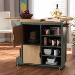 Dorthy Two-Tone Wood Kitchen Cart Green/Natural - Baxton Studio 26 Dorthy Two-Tone Wood Kitchen Cart Green/Natural - Baxton Studio -Baxton Studio GUEST a186e4b5 ff1d 4fe4 a223 0b3ae9fd0f0d
