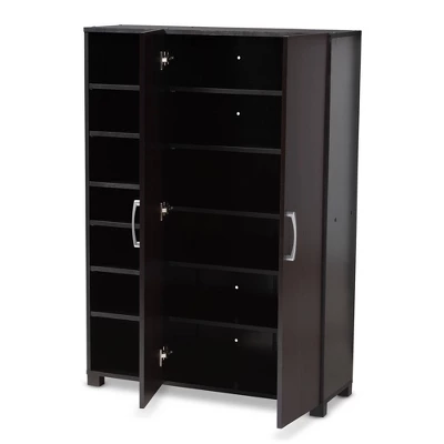 Marine Finished 2 Door Wood Entryway Shoe Storage Cabinet With Open Shelves Brown - Baxton Studio 9 Marine Finished 2 Door Wood Entryway Shoe Storage Cabinet With Open Shelves Brown - Baxton Studio - Image 9