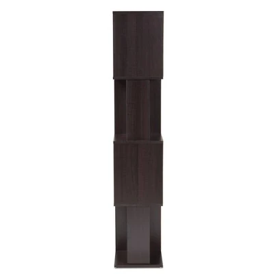 61.42" Riva Geometric Wood Bookshelf Dark Brown - Baxton Studio 2 61.42" Riva Geometric Wood Bookshelf Dark Brown - Baxton Studio - Image 2
