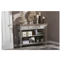 Edouard French Provincial Style Console Table With 2 Drawers - White/Light Brown - Baxton Studio 5 Edouard French Provincial Style Console Table With 2 Drawers - White/Light Brown - Baxton Studio -Baxton Studio GUEST a1e57989 548f 4abc 8c85 9c599163dfdb