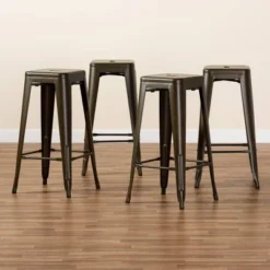 4pc Horton Gunmetal Metal Stackable Barstool Set Gun Metal - Baxton Studio 12 4pc Horton Gunmetal Metal Stackable Barstool Set Gun Metal - Baxton Studio -Baxton Studio GUEST a28271d0 c9ae 4523 88a9 b51194e00fd7