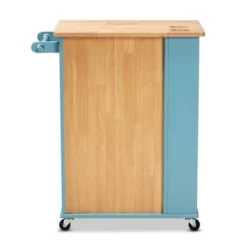 Liona Sky Wood Kitchen Storage Cart Blue/Natural - Baxton Studio -Baxton Studio GUEST a296be05 c12d 426a 8e40 1dd8b24f27a9